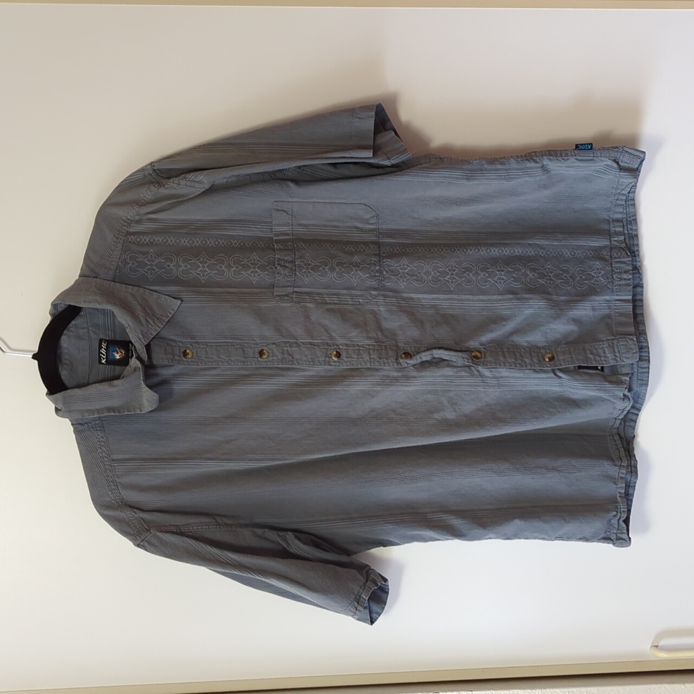 Kuhl Blue/Gray Short Sleeve Button Down Shirt - Size 2XL